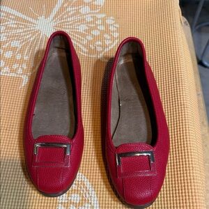 AEROSOLES Red Buckle Loafers